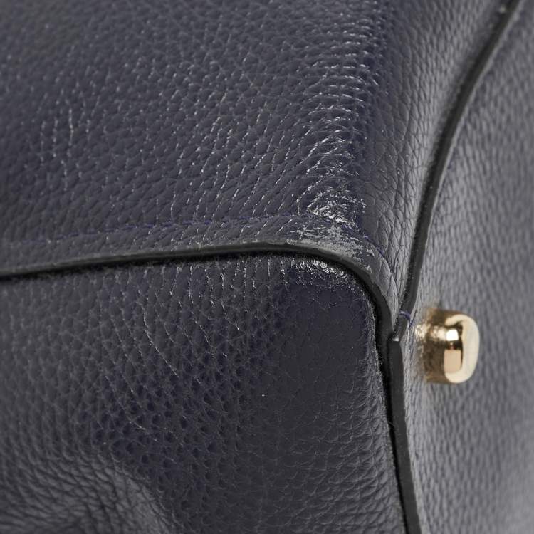 Pre Owned Coach Navy Blue Leather Swagger 33 Tote