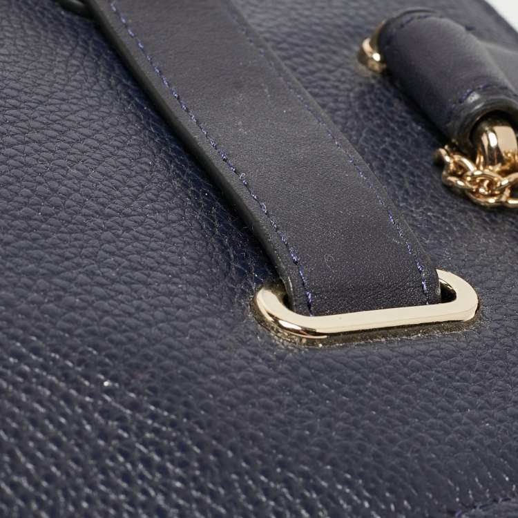 Pre Owned Coach Navy Blue Leather Swagger 33 Tote