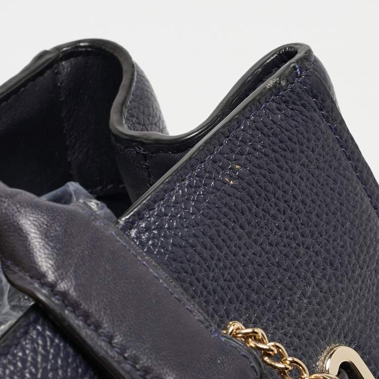 Pre Owned Coach Navy Blue Leather Swagger 33 Tote