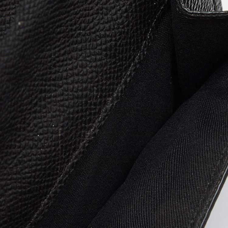 Pre Owned Coach Black Leather Trifold Compact Wallet