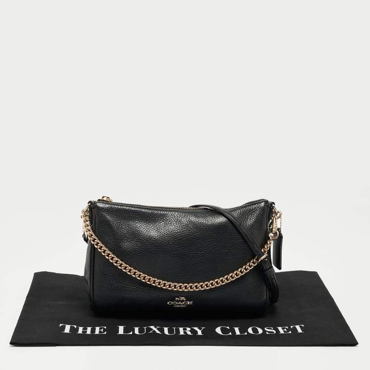 Pre Owned Coach Black Leather Carrie Crossbody Bag