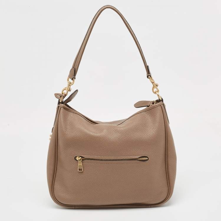 Pre Owned Coach Taupe Leather Cary Hobo