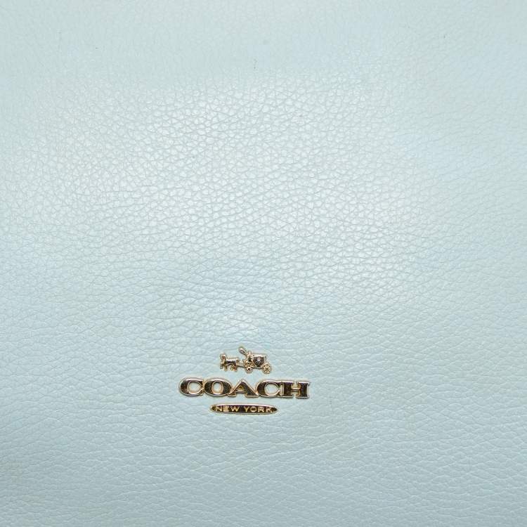 Pre Owned Coach Blue Leather Zip Chain Crossbody Bag