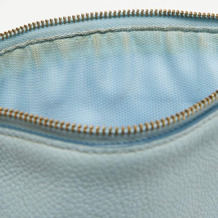 Pre Owned Coach Blue Leather Zip Chain Crossbody Bag