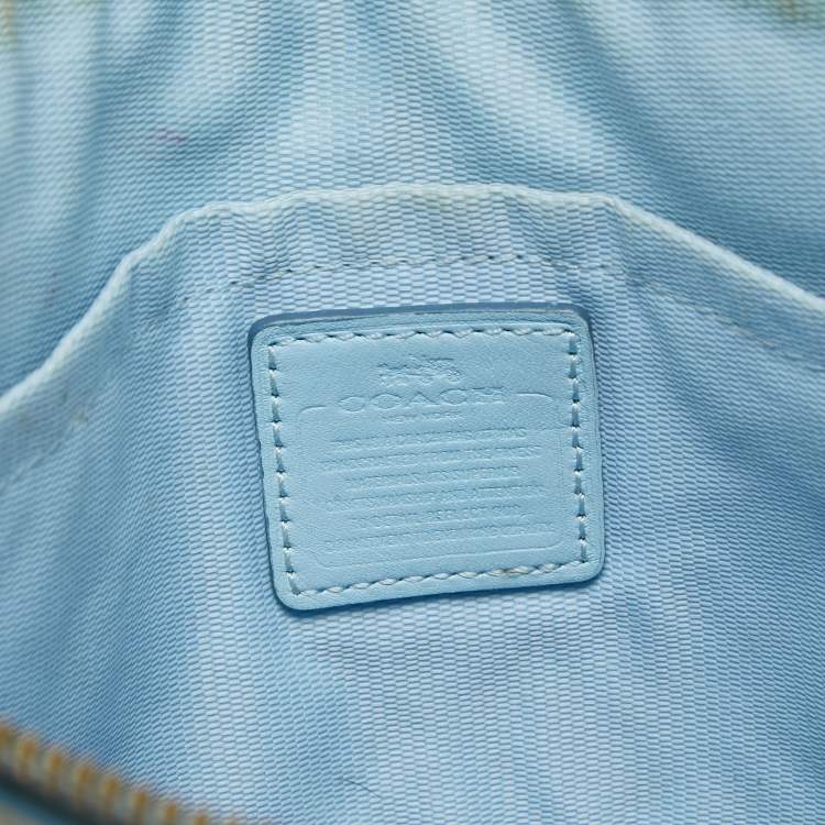 Pre Owned Coach Blue Leather Zip Chain Crossbody Bag