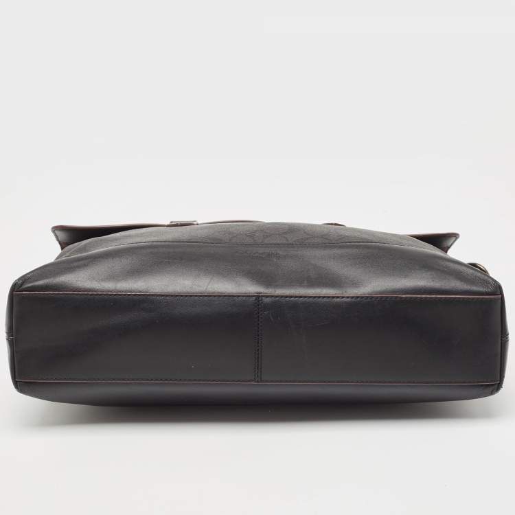 Pre Owned Coach Black Signature Coated Canvas and Leather Hamilton Briefcase Bag