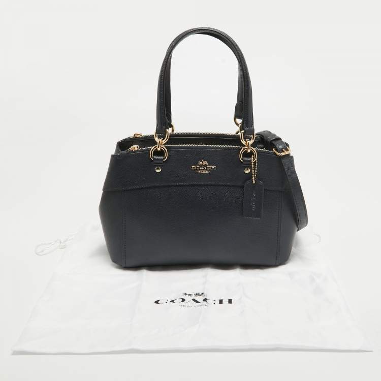 Pre Owned Coach Navy Blue Leather Mini Brooke Carryall Satchel