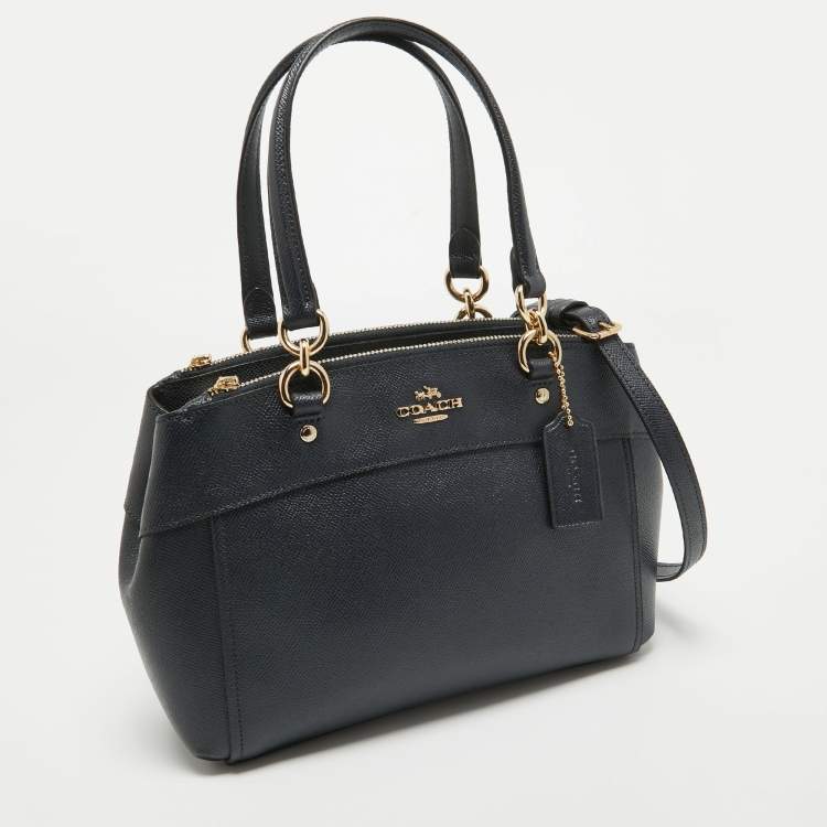 Pre Owned Coach Navy Blue Leather Mini Brooke Carryall Satchel
