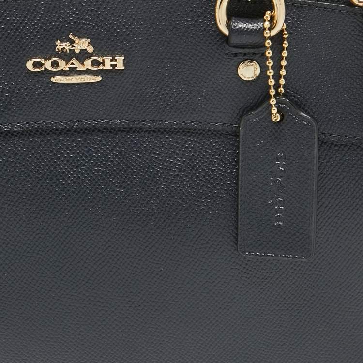 Pre Owned Coach Navy Blue Leather Mini Brooke Carryall Satchel