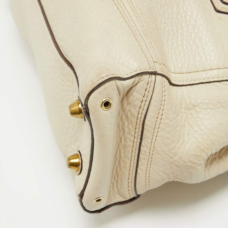 Pre Owned Coach Off White Leather Hampton Tote