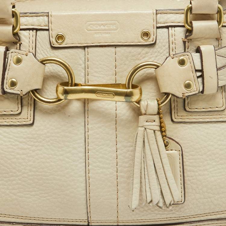 Pre Owned Coach Off White Leather Hampton Tote