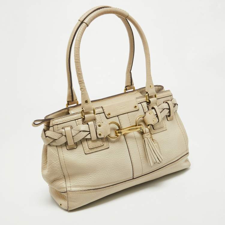 Pre Owned Coach Off White Leather Hampton Tote