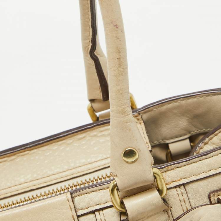 Pre Owned Coach Off White Leather Hampton Tote