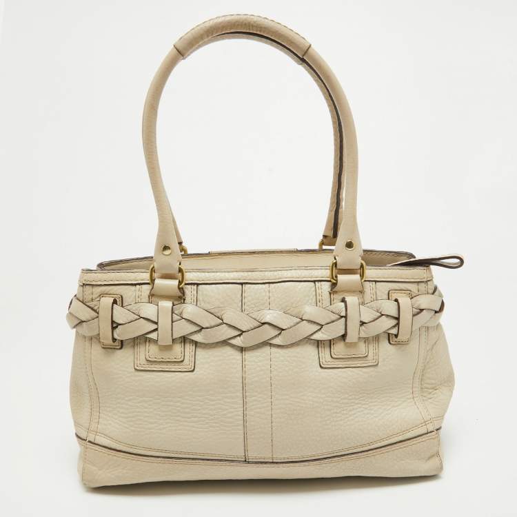 Pre Owned Coach Off White Leather Hampton Tote