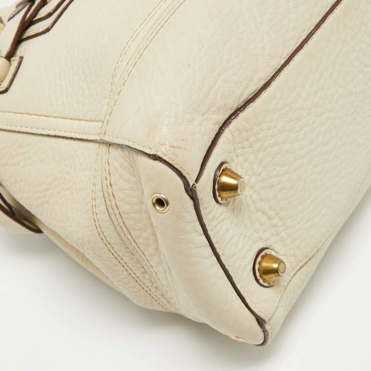 Pre Owned Coach Off White Leather Hampton Tote