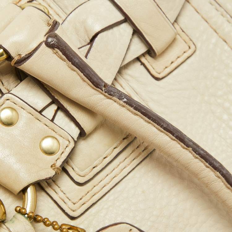 Pre Owned Coach Off White Leather Hampton Tote