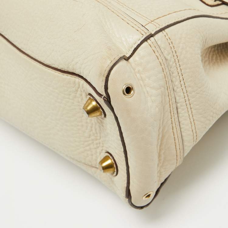 Pre Owned Coach Off White Leather Hampton Tote