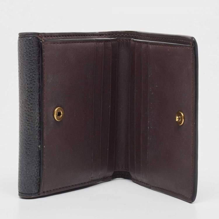 Pre Owned Coach Black Leather Tabby Compact Wallet