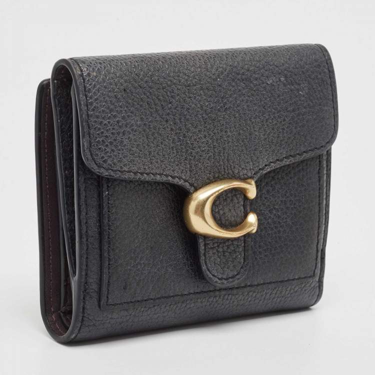 Pre Owned Coach Black Leather Tabby Compact Wallet
