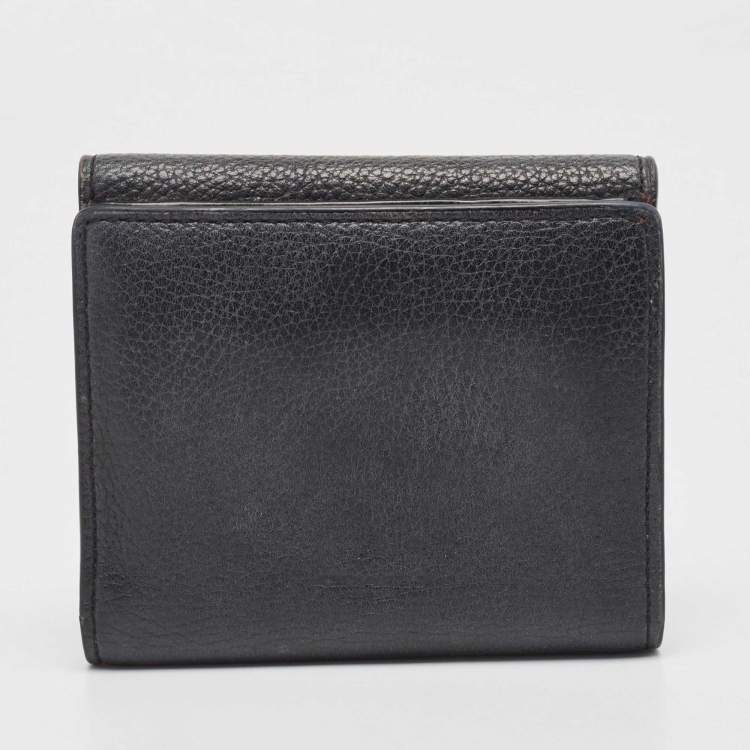 Pre Owned Coach Black Leather Tabby Compact Wallet