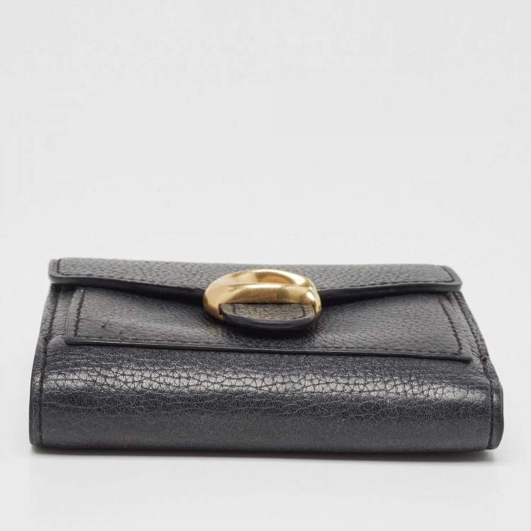 Pre Owned Coach Black Leather Tabby Compact Wallet
