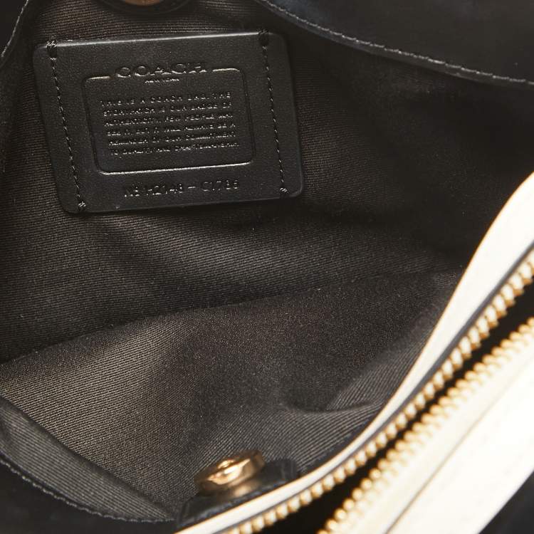 Pre Owned Coach Black/Beige Signature Coated Canvas and Leather Lillie Satchel