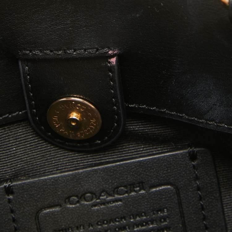 Pre Owned Coach Black/Beige Signature Coated Canvas and Leather Lillie Satchel