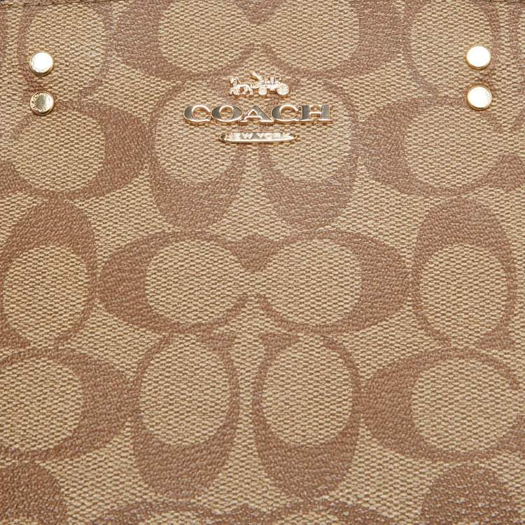 Pre Owned Coach Black/Beige Signature Coated Canvas and Leather Lillie Satchel