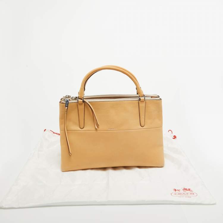 Pre Owned Coach Cream Leather Borough Tote