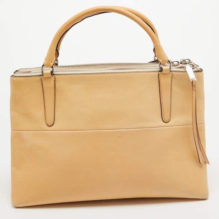 Pre Owned Coach Cream Leather Borough Tote