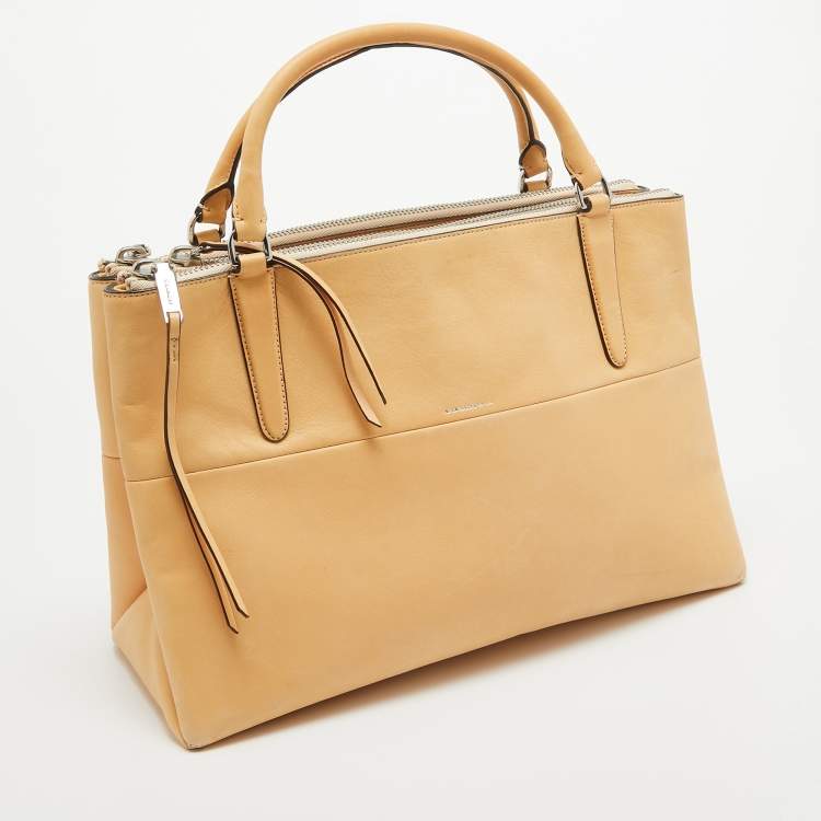 Pre Owned Coach Cream Leather Borough Tote