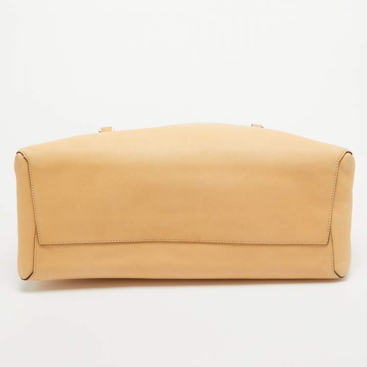 Pre Owned Coach Cream Leather Borough Tote