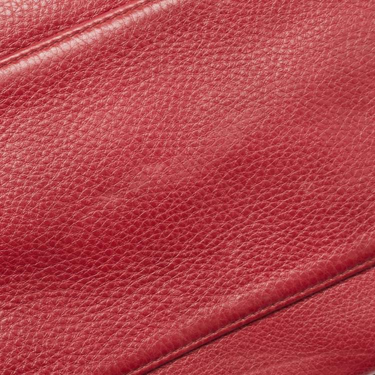 Pre Owned Coach Beige/Burgundy Signature Canvas and Leather Carrie Tote