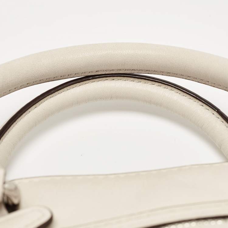 Pre Owned Coach Off White Leather Legacy Tassel Tote