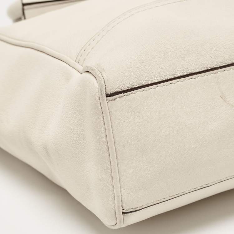 Pre Owned Coach Off White Leather Legacy Tassel Tote