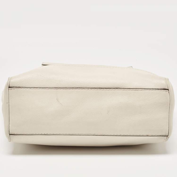 Pre Owned Coach Off White Leather Legacy Tassel Tote