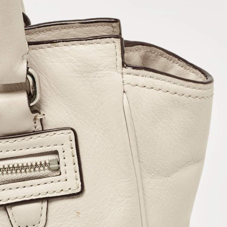 Pre Owned Coach Off White Leather Legacy Tassel Tote