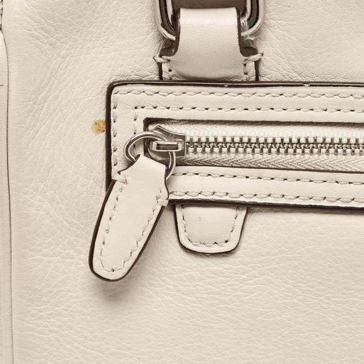 Pre Owned Coach Off White Leather Legacy Tassel Tote