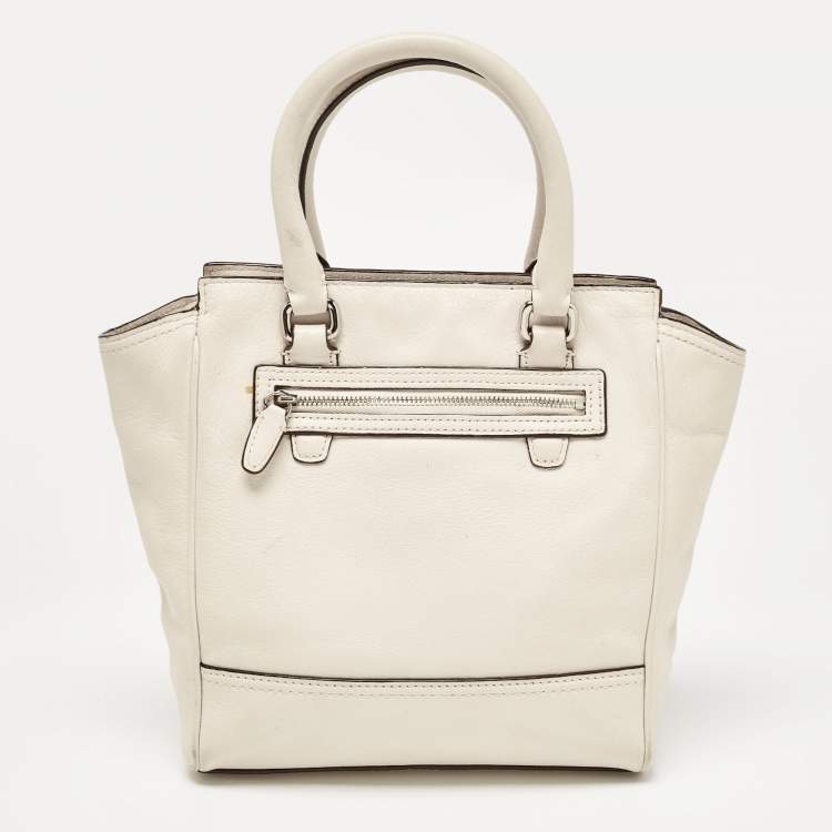 Pre Owned Coach Off White Leather Legacy Tassel Tote
