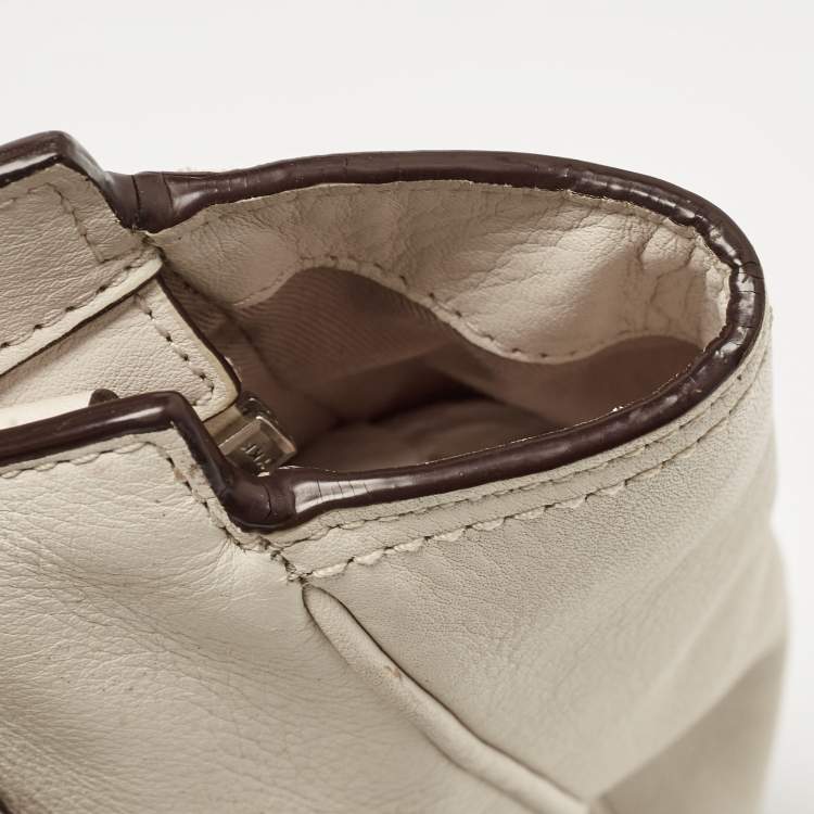 Pre Owned Coach Off White Leather Legacy Tassel Tote