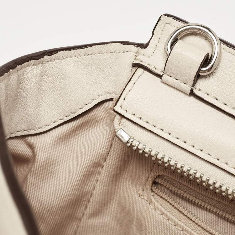 Pre Owned Coach Off White Leather Legacy Tassel Tote