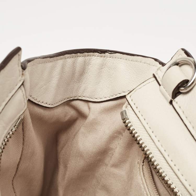 Pre Owned Coach Off White Leather Legacy Tassel Tote