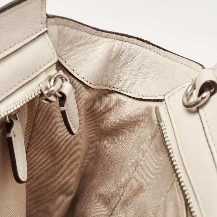 Pre Owned Coach Off White Leather Legacy Tassel Tote