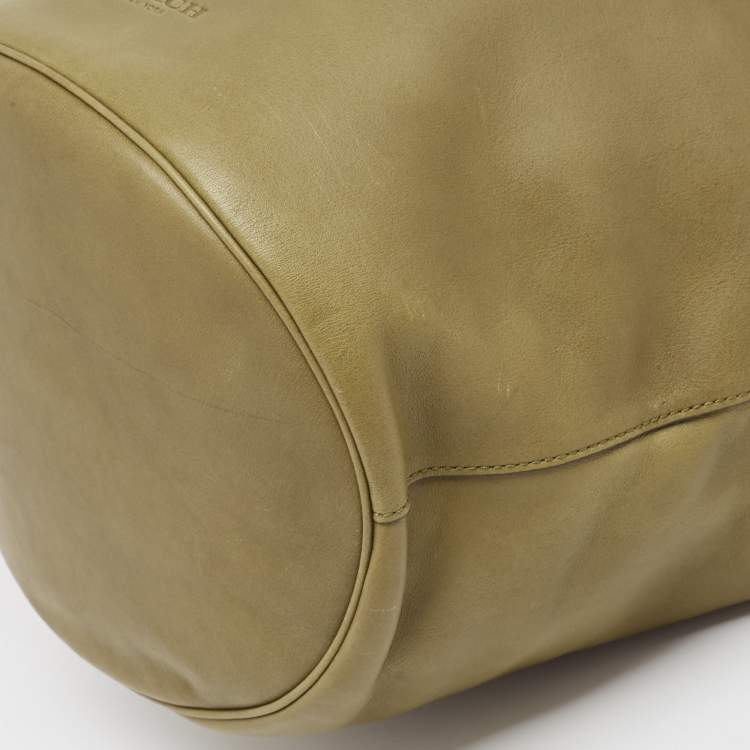 Pre Owned Coach Olive Green Leather Bleecker Bucket Bag