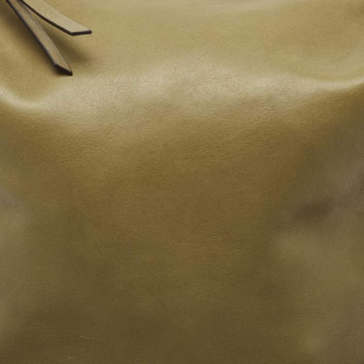 Pre Owned Coach Olive Green Leather Bleecker Bucket Bag