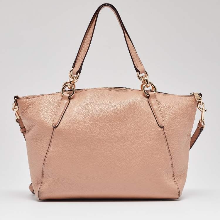 Pre Owned Coach Peach Leather Small Kelsey Satchel