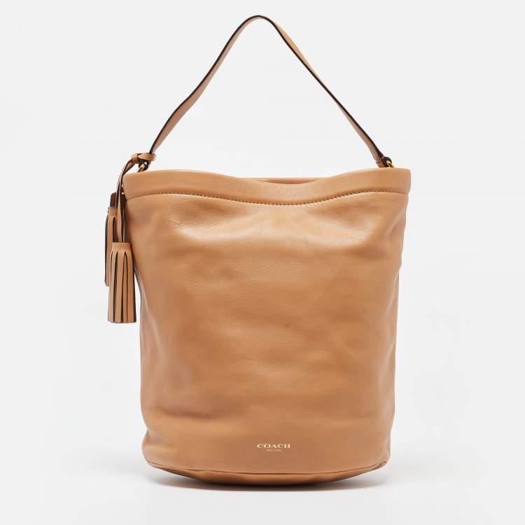 Pre Owned Coach Beige Leather Legacy Tassel Bucket Bag