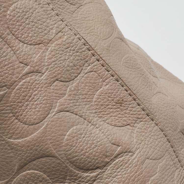 Pre Owned Coach Beige Signature Embossed Leather Bleecker Zip Tote