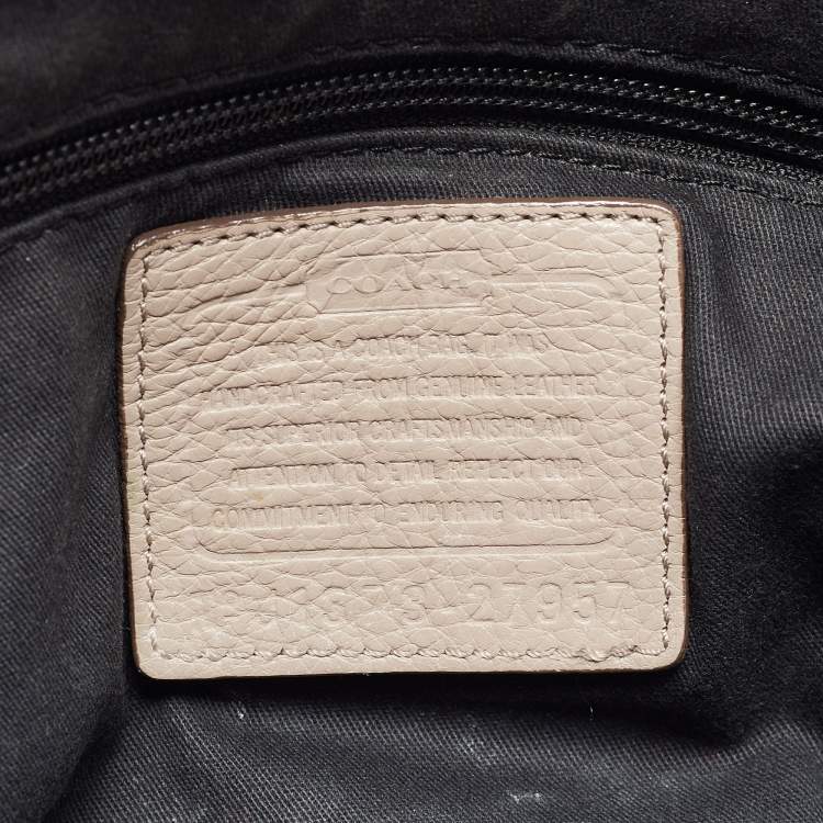 Pre Owned Coach Beige Signature Embossed Leather Bleecker Zip Tote