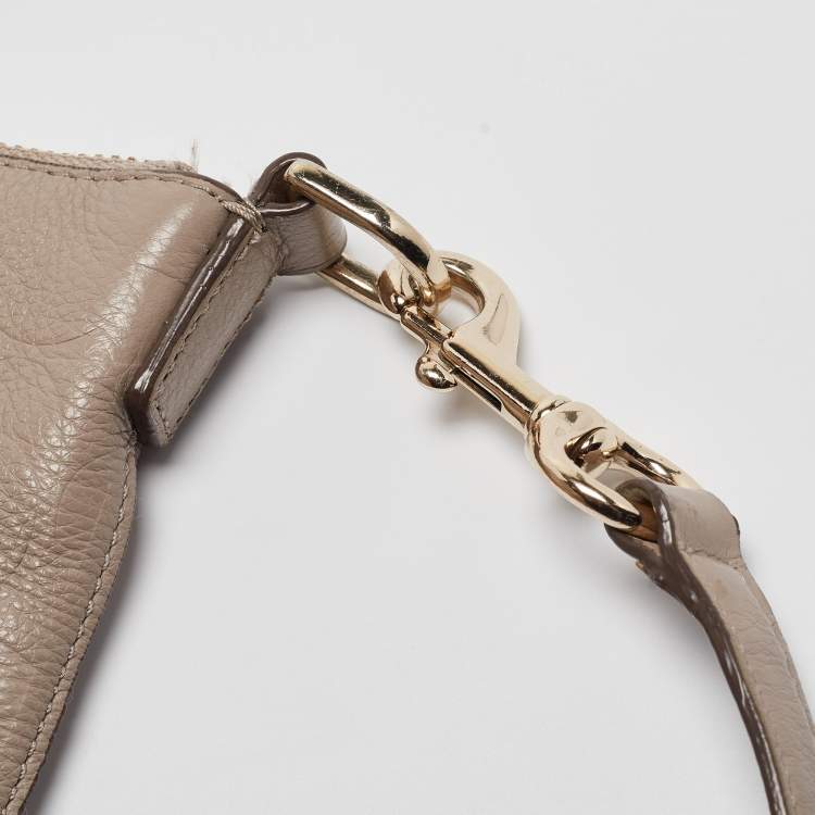 Pre Owned Coach Beige Signature Embossed Leather Bleecker Zip Tote